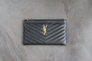 MONOGRAM BILL POUCH IN GRAIN DE POUDRE EMBOSSED LEATHER